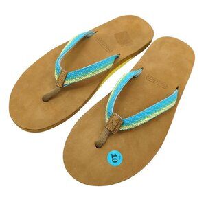 Hari Mari‎ Scouts Breeze Flip Flop Sandals Thongs Beach Aqua Yellow Women's 10